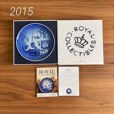 Assiette Royal Copenhagen année 2015 jours de Noël bleu avec boîte du JAPON