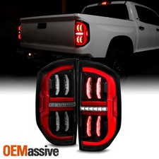 For 2014-2021 Toyota Tundra LED DRL Black Tail Lights Pair w/ Sequential Signal