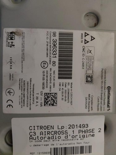 Autoradio origine citroen c3 - d'origine,