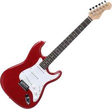 Guitare Electrique 21 Frettes 6 Cordes Single Coil Pickguard Cable Tremolo Rouge