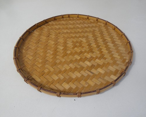 Plateau rond rotin vintage - rond,