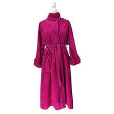 Vintage 80s Vanity Fair Velour Robe Housecoat Fuchsia Jewel Tone USA Size Large