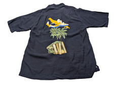 Chemise hawaïenne soie Wingo avion planeur manches courtes taille L #560 hawaien