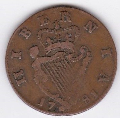 Irlande penny 1781 george - 1/2,