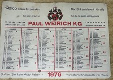 Paul Weirich KG 1976 Double Sided German Calendar WEDICO-Einkaufszentralen