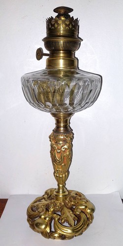 Lampe petrole pied bronze - lampe, a