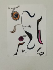 tableau peinture abstraite feutres sur papier 300g 40cm 30cm. Espace et temps. 