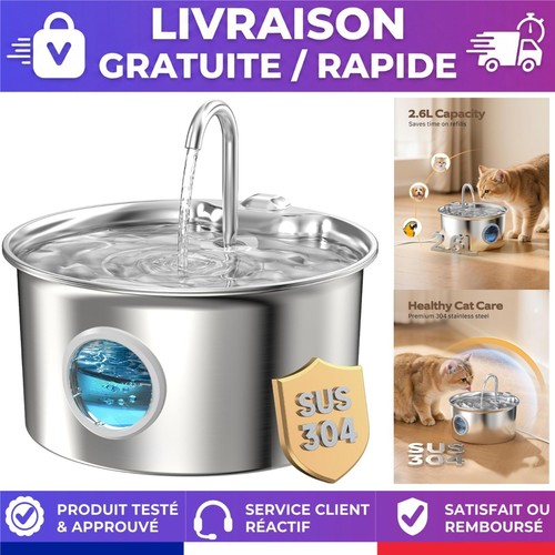 Fontaine eau pour chat inox - eau,