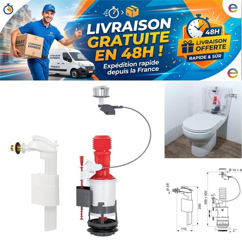 Chasse eau complète - chasse, wc