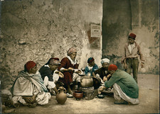 Kairouan, walking cook. P.Z. vintage photochromic, Egypt photochromic, 