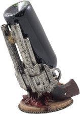 Classic Country Western Six-Shooter Pistols Wine Bottle Holder Statue in Vintage