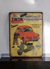 Plaque métal Tintin Renault 4cv