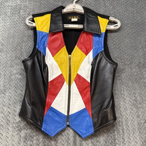 Vintage 80s leather vest - 80s,