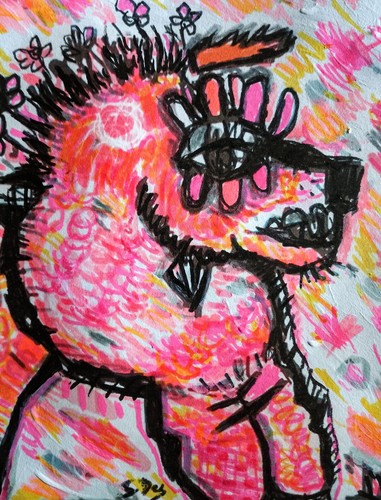 Tableau chien caniche rose - caniche,