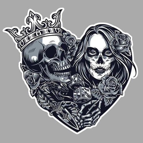 Tete mort coeur amour biker - tete, de
