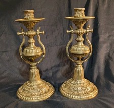Pair of rocking candlesticks, sea boat, nautical, solid brass