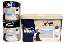 Lot Peinture DULUX VALENTINE "Gris Sage" MAT Velouté 2,5L + 2 X 0,5L
