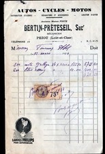 PEZOU (41) GARAGE AUTO CYCLE MOTORCYCLE "BERTIN-PRETESEIL" advertising LAMP PHILIPS