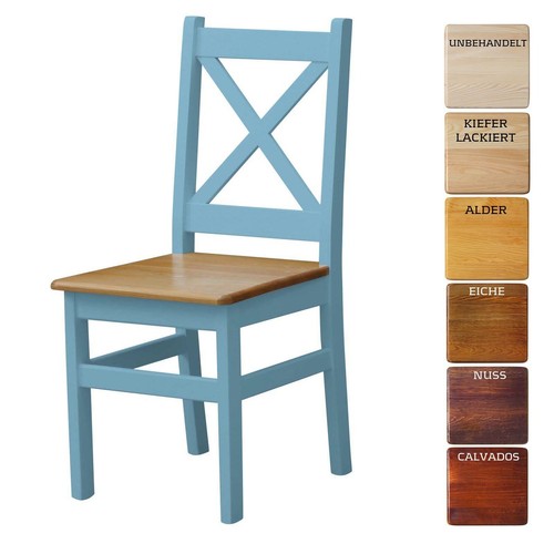 Chaise bleue neuve bois - chaise,