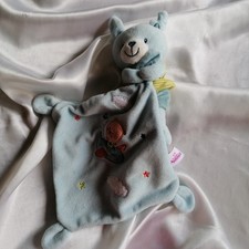 Doudou lapin bleu et son
