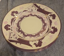 Gray's Pottery Stoke on Trent England Purple "Lustre Ware"  4 Plates Very Good