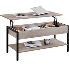 Table Basse Relevable avec Compartiment Cach�� en Bois/M��tal 104