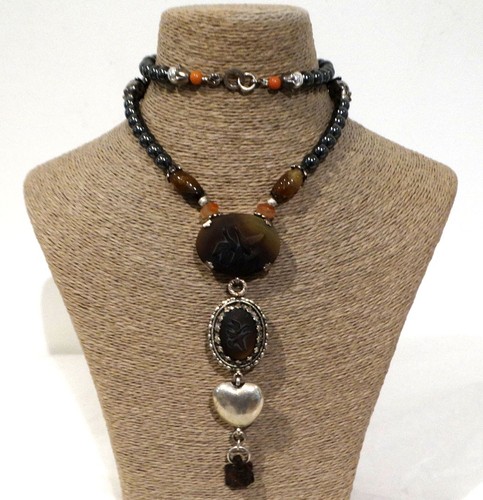 Collier sautoir pierres - sautoir, en