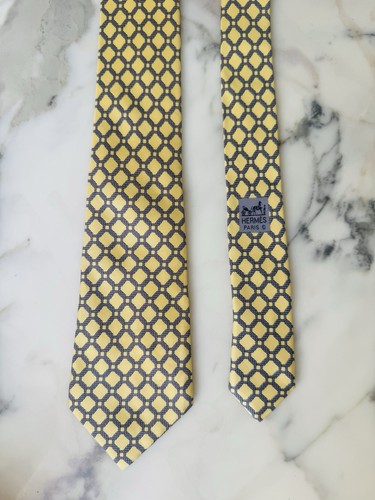 Cravate soie jaune hermes - soie,