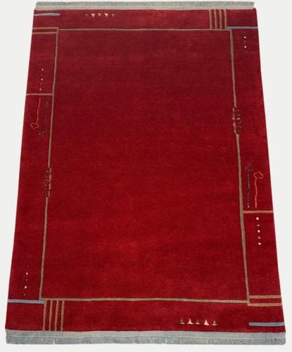 Tapis rouge indo népal tissé - rouge,