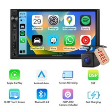 Indash 7" Double Din Car Stereo Wireless CarPlay Android Auto Radio GPS Navi DSP