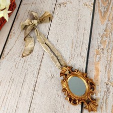 Vintage Baroque & Rococo Style Composite Wood Round Mirror France 1960s