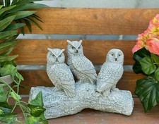 Sculpture en Pierre 3 Hiboux