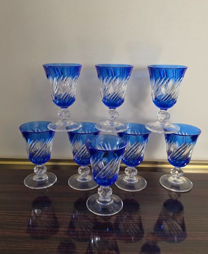 Verres cristal couleur bleu - verres,