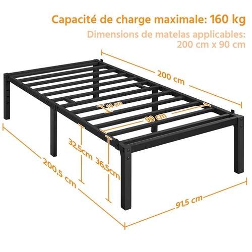 Cadre lit simple en - cadre,