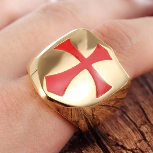 Bague croix templiers acier
