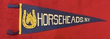 Vintage Horseheads New York 22 Inch Travel Pennant Horse and Horseshoe graphic