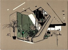 Neiman-Marcus Dallas Texas Hanging Gardens Escalator Oversized 7x5 Postcard