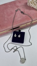 Dyrberg Kern Silver tone Pave Pendant Necklace and Crystal stud Earrings
