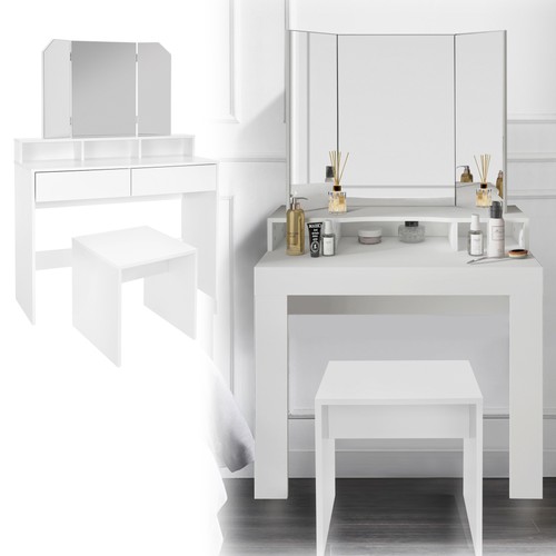 Coiffeuse blanc miroir - blanc,
