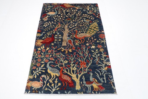 Tapis oriental bleu laine