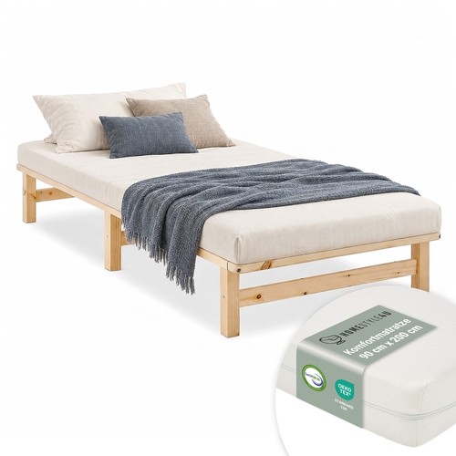 Cadre lit 90x200 bois - de,