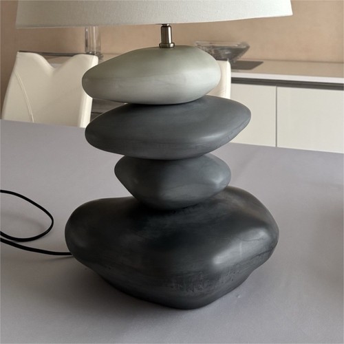 Lampe table gris blanc - de, gris/blanc