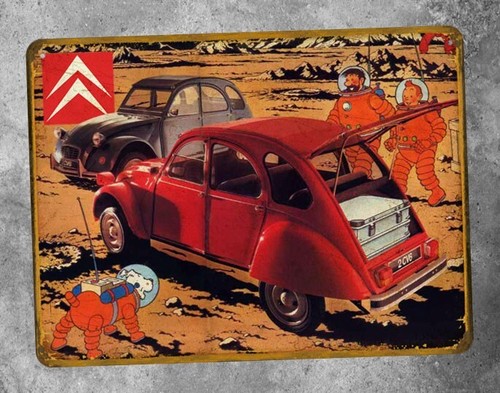 Plaque métal vintage tintin - métal,