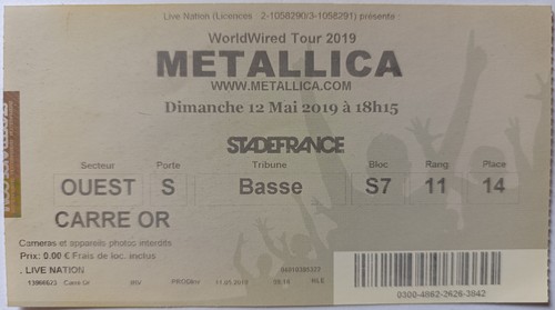 Metallica ticket billet - metallica,