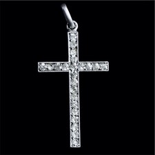 Stunning Solid Silver Cross Pendant & White Crystals Boar Head Punch