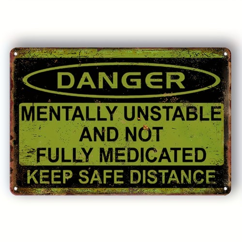 Metal warning sign plaque - metal,