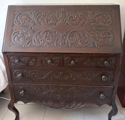 Bureau pente louis xv bois - bureau,