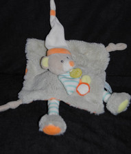 🍀 Doudou Plat Ours Gris Orange BABY'NAT BABYNAT BN020 Oscar L'ourson Etat NEUF