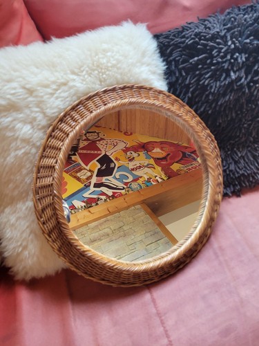 Joli miroir vintage rotin - miroir, en
