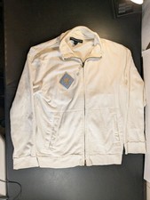 VTG French Connection UK White Full Zip-up Sweatshirt Men's Size XL Back Hit 